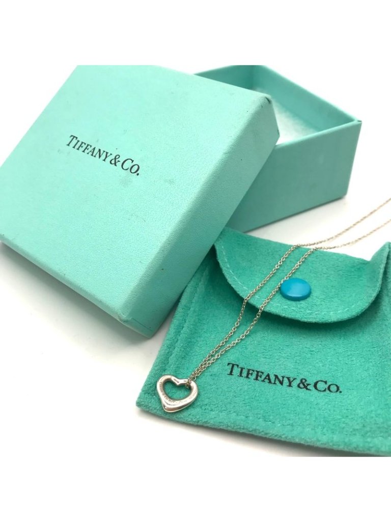 Tiffany & Co Mini Open Heart Pendant Necklace Silver